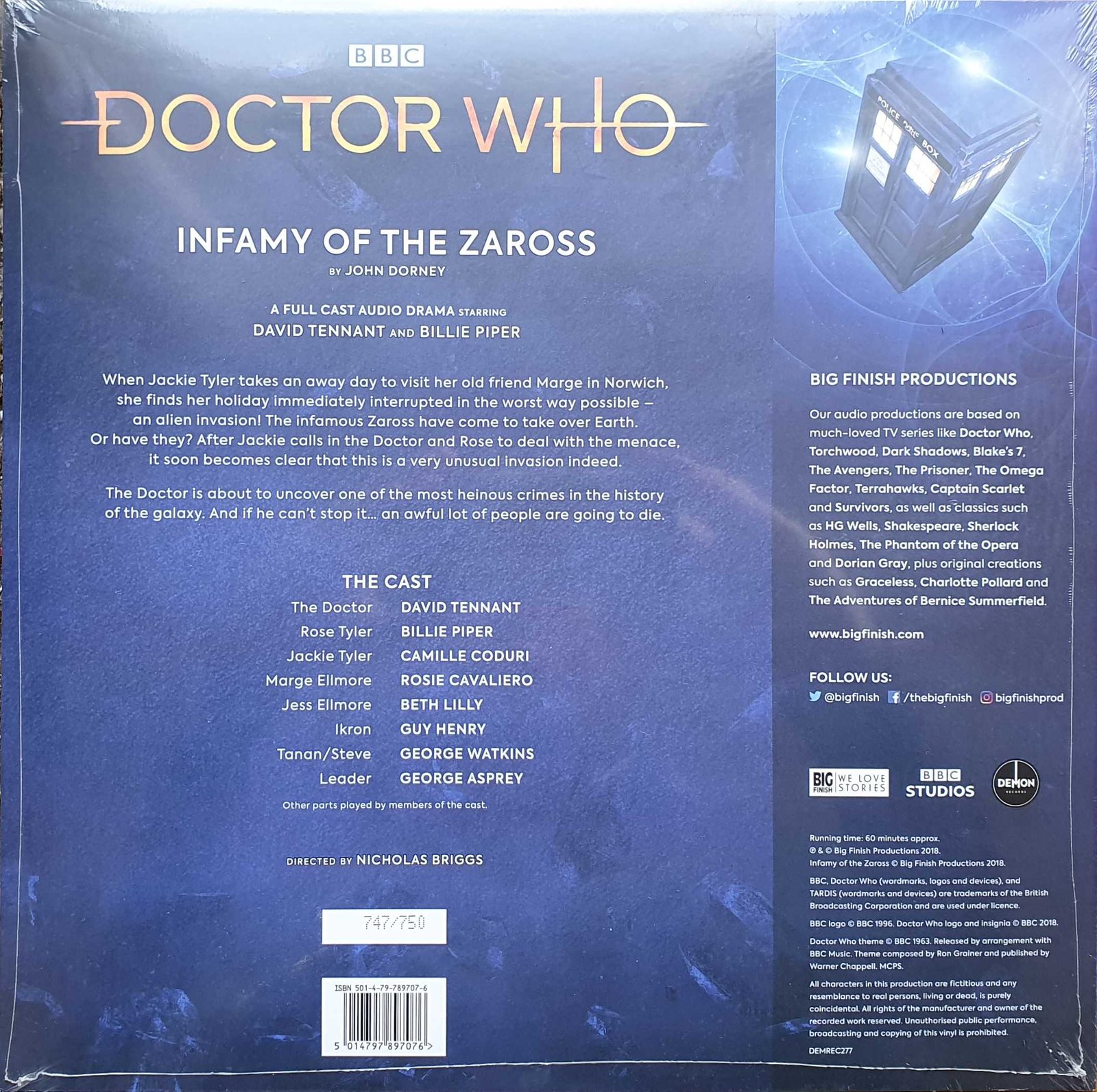 Picture of DEMREC 277 Doctor Who - Infamy of the Zaross by artist John Dorney from the BBC records and Tapes library